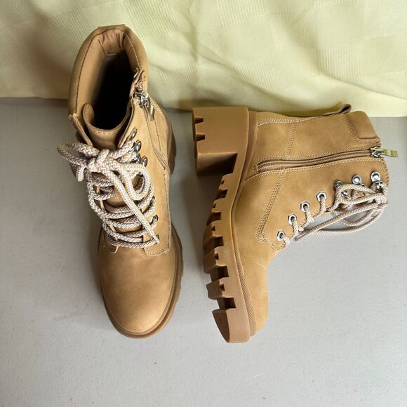 Madden Girl Dillan Combat Boots Lace Up Brown Side Zip Women's Size 5.5 NWB - Picture 7 of 12